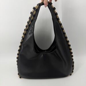 Donna Karan Black Leather Batiste Purse Triple Compartment Large Shoulder Bag